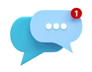 Poster - 3D rendering, Chat bubble icon isolated on transparent background