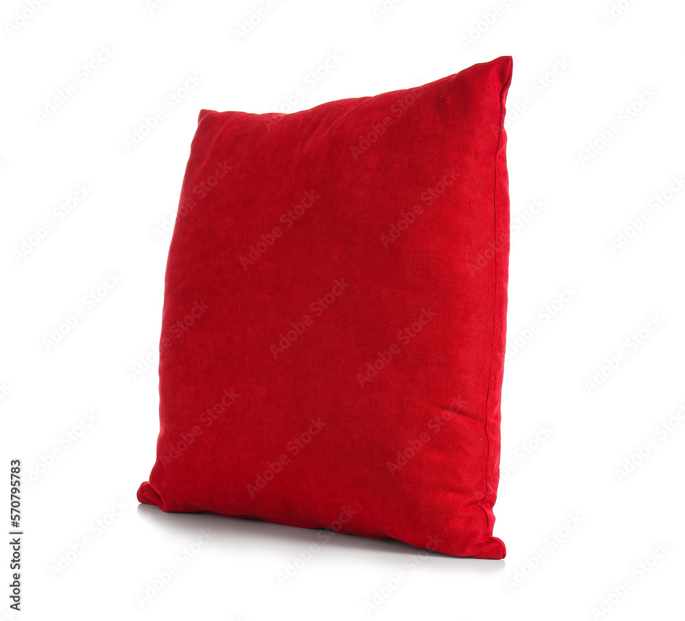 Red pillow on white background