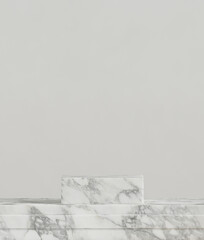 Poster - minimal style mockup for product presentation. white marble platform on white background. 3d renderi