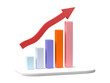 © 3D Icon - 3D rendering, Growing graph bar diagram isolated on transparent background