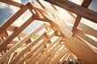 © pixardi - Close-up View of New Roof Construction: Building Wooden Roof Frame. Photo AI