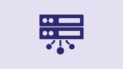 Sticker - Blue Server, Data, Web Hosting icon isolated on purple background. 4K Video motion graphic animation