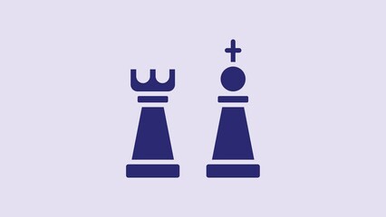 Wall Mural - Blue Chess icon isolated on purple background. Business strategy. Game, management, finance. 4K Video motion graphic animation