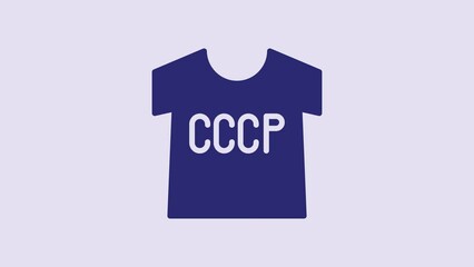 Poster - Blue USSR t-shirt icon isolated on purple background. 4K Video motion graphic animation