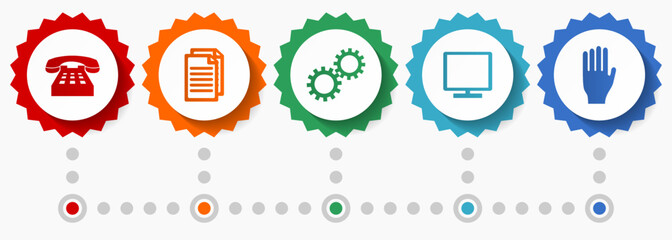 Leinwandbilder - Technology vector icons, flat design web badges collection, business infographic template