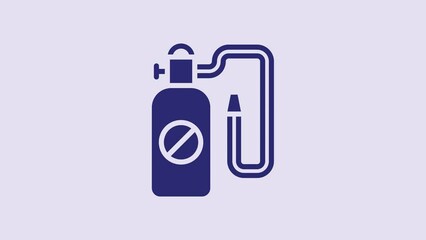 Sticker - Blue Pressure sprayer for extermination of insects icon isolated on purple background. Pest control service. Disinfectant sprayer. 4K Video motion graphic animation