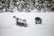 © Cavan Images - Snowmobiler crashes his sled during failed high-speed stunt