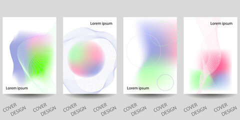 Canvas Print - Trendy template for design cover, poster, flyer. Layout set for sales, presentations. Colorful background in vibrant gradient colors with wavy mesh. Vector.