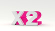 x2 3d rendering on white background