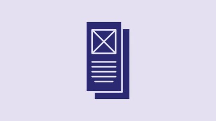 Poster - Blue Browser window icon isolated on purple background. 4K Video motion graphic animation
