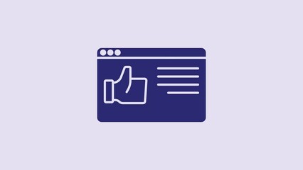 Poster - Blue Browser window icon isolated on purple background. 4K Video motion graphic animation