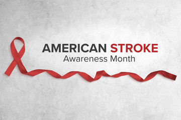 Red Ribbon, American Stroke Awareness with Copy Space
