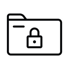 File Folder Icon With Padlock Security To Maintain Privacy For Data Storage Location In A Computer Memory