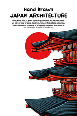 Wall Mural - hand drawn japanese temple architecture wallpaper template for business purposes