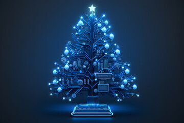 electronic christmas tree created with generative ai technology