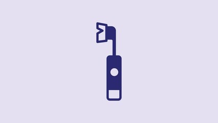 Sticker - Blue Electric toothbrush icon isolated on purple background. 4K Video motion graphic animation