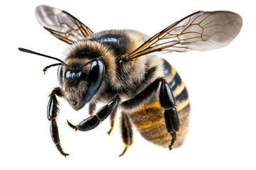 bee in flight on transparent background, generative ai