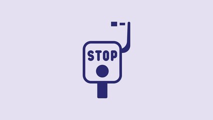 Sticker - Blue Emergency brake icon isolated on purple background. 4K Video motion graphic animation