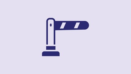 Sticker - Blue Railway barrier icon isolated on purple background. 4K Video motion graphic animation