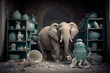 Proverb, Life Wisdom The Elephant In The Porcelain Store, Art,  Generative Ai