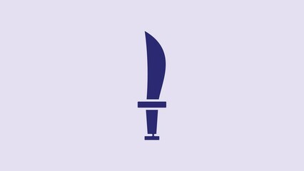 Canvas Print - Blue Pirate sword icon isolated on purple background. Sabre sign. 4K Video motion graphic animation