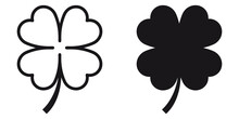 Ofvs323 OutlineFilledVectorSign Ofvs - Four Leaf Clover Vector Icon . Shamrock Sign . Good Luck . Saint Patricks Day . Transparent . Black Outline And Filled Version . AI 10 / EPS 10 / PNG . G11663