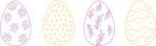 Easter Eggs Outline Style. Doodle Graphic 