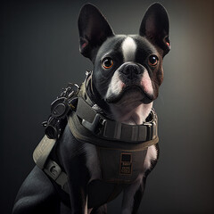 Wall Mural - boston terrier in black ops uniform