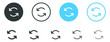 Refresh icon with two arrows sign, sync repeat and reload arrow icons set convert Update icon button. Circular arrows rotation signs