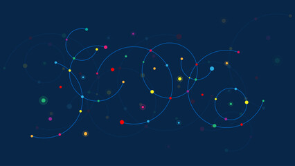 Abstract geometric background with plexus circles. Vector illustration of minimalistic design