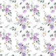 Watercolor purple floral seamless pattern