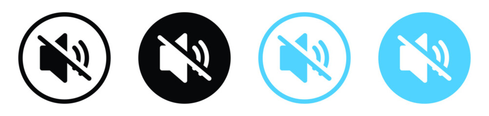 Aufkleber - No Speaker icon, Volume off icon, Forbidden sound voice sign button, Loudspeaker mute icon - silent control audio icons