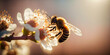 The Buzz of Spring: A Macro Bee in a Sunlit Flower Field,generated by IA