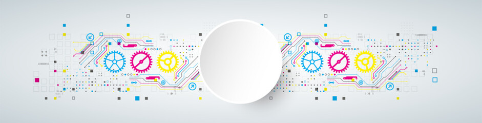 Aufkleber - Abstract technological background with various elements. CMYK concept. Vector