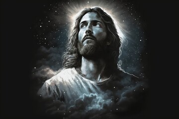 Wall Mural - Jesus Christ Shines Across the Sky's Canvas Generative AI	