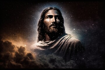 Wall Mural - The Transcendent Figure of Jesus Christ in the Night Generative AI