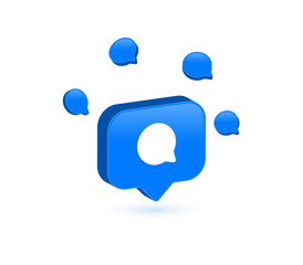Aufkleber - 3d comment in speech bubble icon with 3d comments background. social media notification chat message icon chatting bubbles, post reactions for social network, 3d rendering, 3d illustration
