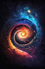 Wall Mural - colorful cosmic sky with stars, constellations, galaxies and nebulae. generative ai