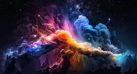 Wall Mural - background of other space sky with stars, constellations, galaxies and nebulae. generative ai