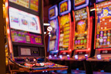 Fototapeta Kawa jest smaczna - close up background of slot machine in casino club entertainment  leisure concept