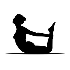 yoga woman silhouette icon flat vector illustration clipart isolated on white background