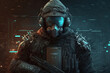 © Tahsin - soldier with helmet and wings mask people armor holding rifle, Generative AI