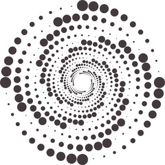 Poster - Dotted circles pattern. Abstract half tone graphic. Circular textured round spiral frame. Swirl geometric rings with gradation.