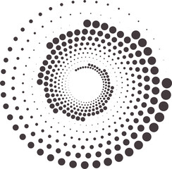 Poster - Dotted circles pattern. Abstract half tone graphic. Circular textured round spiral frame. Swirl geometric rings with gradation.