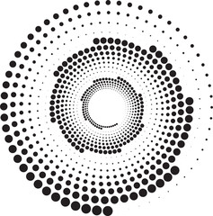 Poster - Dotted circles pattern. Abstract half tone graphic. Circular textured round spiral frame. Swirl geometric rings with gradation.