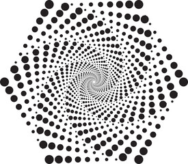 Poster - Dotted circles pattern. Abstract half tone graphic. Circular textured round spiral frame. Swirl geometric rings with gradation.