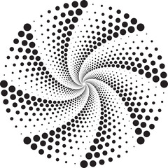 Poster - Dotted circles pattern. Abstract half tone graphic. Circular textured round spiral frame. Swirl geometric rings with gradation.