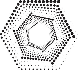 Poster - Dotted circles pattern. Abstract half tone graphic. Circular textured round spiral frame. Swirl geometric rings with gradation.