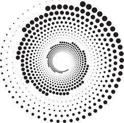 Poster - Dotted circles pattern. Abstract half tone graphic. Circular textured round spiral frame. Swirl geometric rings with gradation.