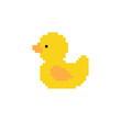 duck  icon 8 bit, pixel art icon  for game  logo. 